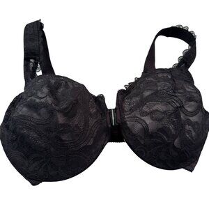 Glamorise Wonder Wire Front Close Stretch Lace Bra Womens Full Figure Lingerie